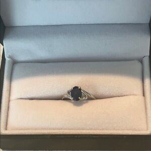 14 K White Gold Ring with Sapphire Size 5